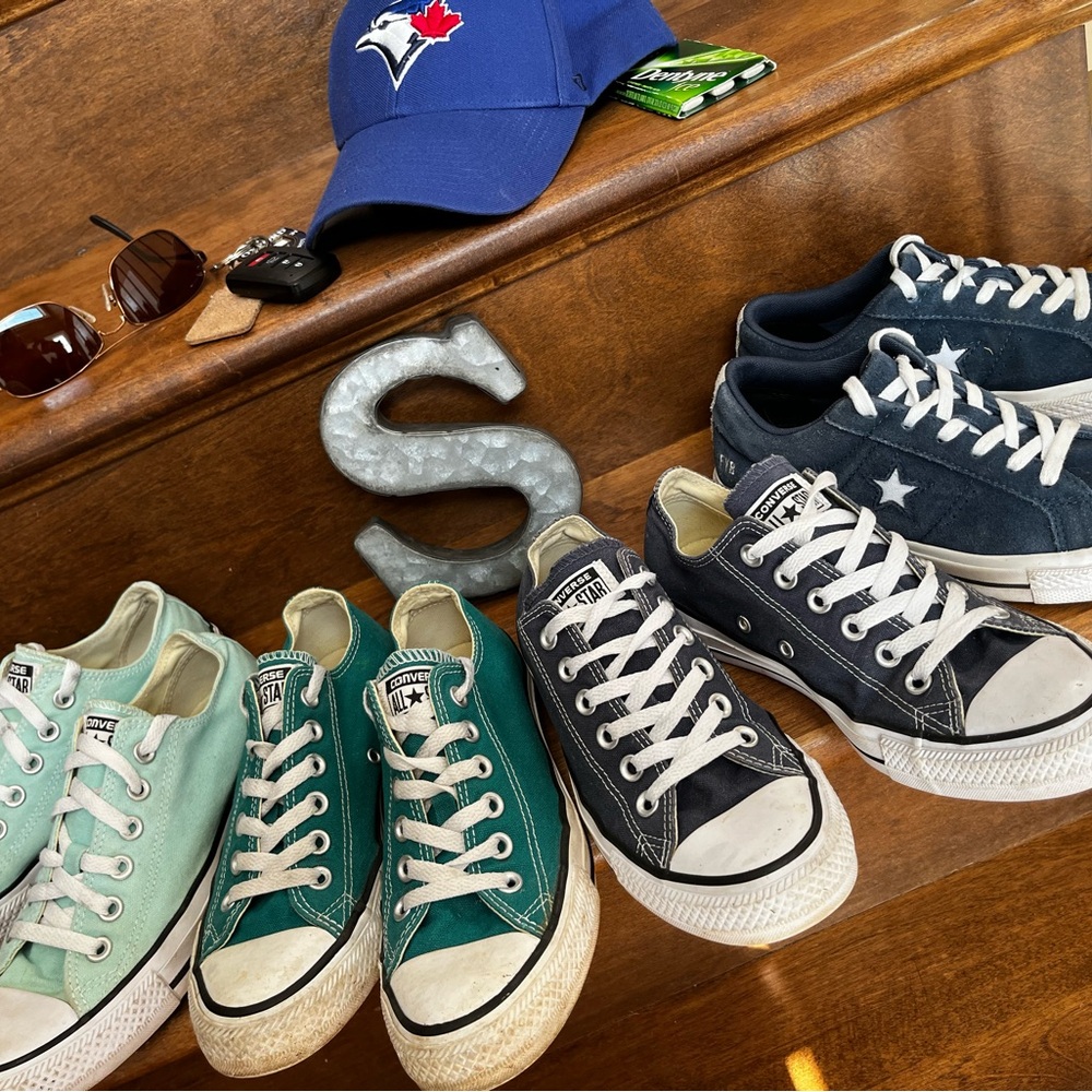 Converse Chuck Taylor Sneakers Mint, Teal & Navy Canvas USL7, Navy Suede USL6.5*